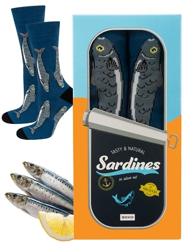 soxo Pescador Calcetines Mujer Divertidos Regalos Para Hombre Originales Regalo Pez 40-45 Sardines