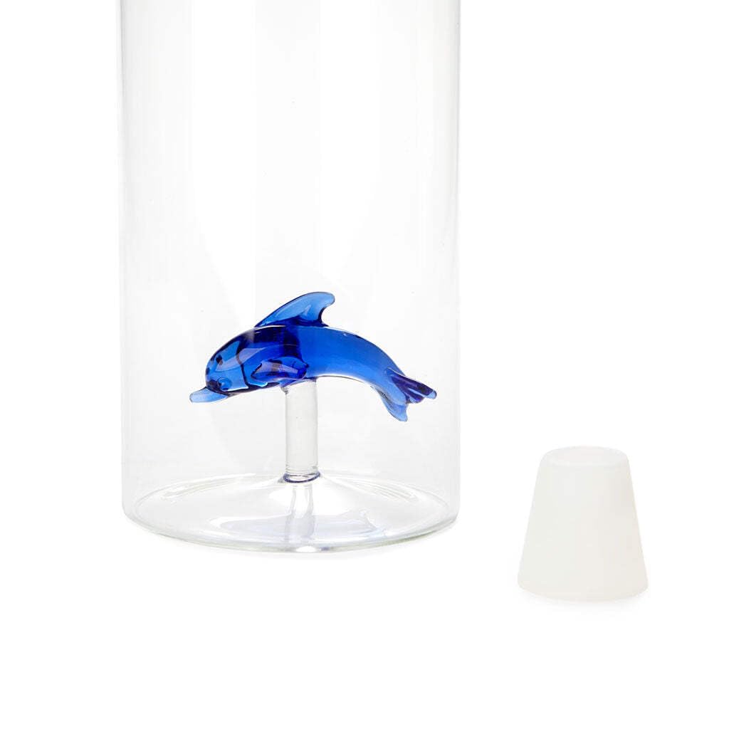 Balvi Botella Atlantis Doplhin con Figura en Forma de delfín Azul en el Interior Borosilicato