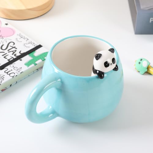 I-TOTAL® - Taza de cerámica con animales de cerámica en el borde, taza para té o café (PANDASTIC)