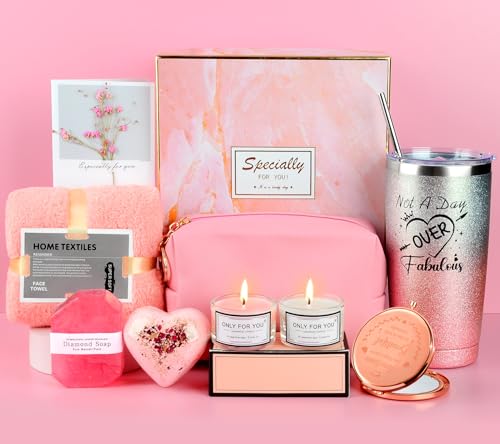 Regalos Originales Cumpleanos para Mujer Joven Pack Regalo Mujer con Taza Termo y Velas Perfumadas, Regalos para Mujer Mama Amigos Novia Esposa, Regalo San Valentin Caja de Rgalo Aniversario