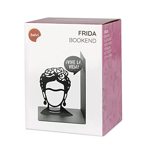 Balvi Sujetalibros Frida Color Negro Sujetalibros Decorativo con la icónica Figura de Frida Hierro 17