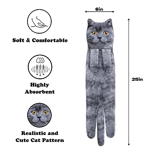 Divertidos Gatos Toalla de Mano-Decoración Gato Toalla Colgantes para Baño Trapos de Cocina-Animal Absorbente suave Toallas-regalos Graciosos Para Originales Mujer Amantes de Los Gatos-Corto Azul