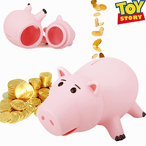 Hucha Hamm Toy Story Alcancía Ahorro de plástico Hucha para niños y Adultos Regalo de cumpleaños con Paquete Lindo, Alcancía Rosa