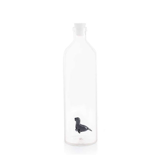 Balvi Botella Atlantis Seal con Figura en Forma de Foca Gris en el Interior Borosilicato