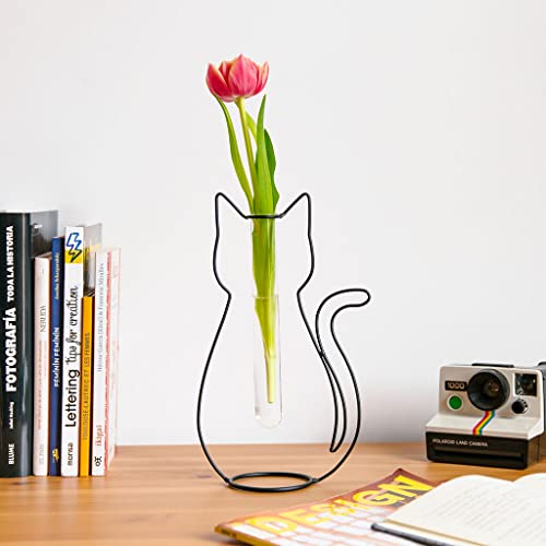 Florero Cat Silhouette – Una flor en equilibrio felino