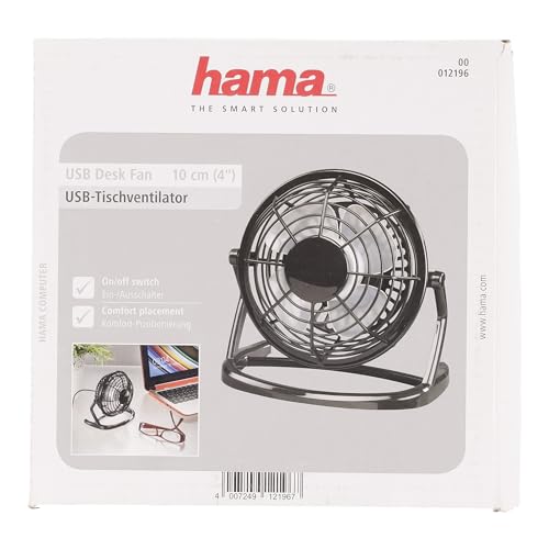 Hama USB Desk Fan Negro - Ventilador, ventilador de mesa con USB (Negro)