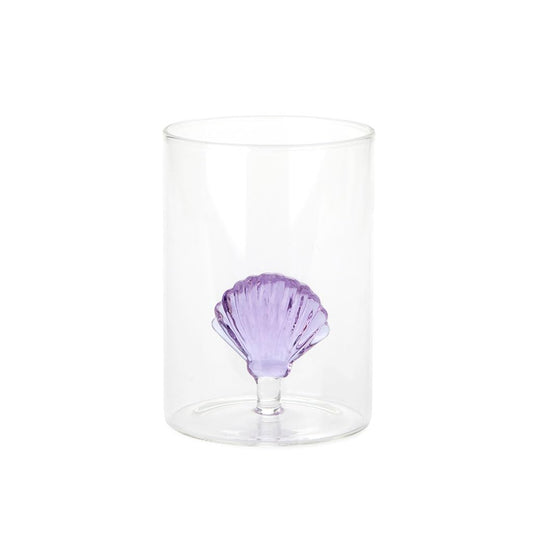 Balvi Vaso Atlantic Shell Color Lila Hecho a Mano en borosilicato Vidrio 300 ml