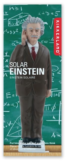 Kikkerland Solar Einstein, alimentado por los rayos del sol, perfecto para estanterías, marcos de ventanas o paneles de herramientas, 1609, marrón, 16,5 x 3,8 x 3,8 cm