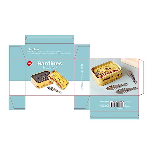 Balvi - Sardines Set de 6 Tenedores para Aperitivo en Forma de raspa de sardina y presentado en una l