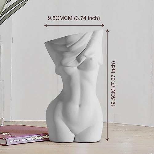 VAYALT Jarrón Cuerpo Femenino Decorativo Florero, Jarrón de Resina Creativa Forma Femenina, Jarrón de Escultura Decorativo, Jarrón Blanco Cuerpo Mujer Decoración Astética del Cuerpo