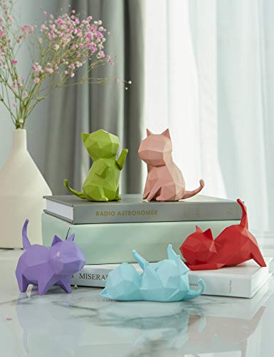 Amoy-Art 5pcs Figura Escultura Gato Decorativa Estatua Resina Animale Regalo