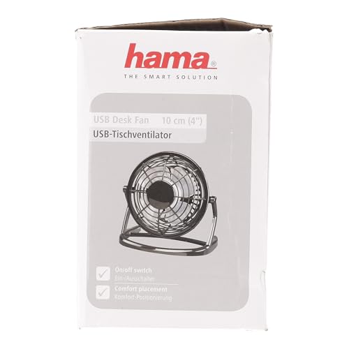 Hama USB Desk Fan Negro - Ventilador, ventilador de mesa con USB (Negro)