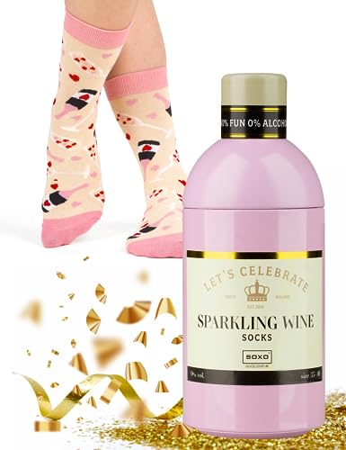 soxo Bebidas Calcetines Mujer Divertidos Algodon Socks Regalos Originales Regalo Colores 35-40 Sparkling Wine 1 Par