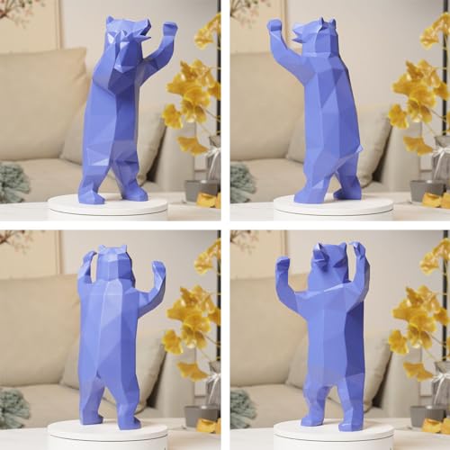 NENBOLEC Decorativa Escultura Llevar Figura Bear Estatua Resina Animale Regalo Azul 31cm