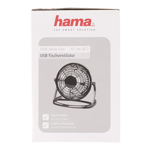 Hama USB Desk Fan Negro - Ventilador, ventilador de mesa con USB (Negro)