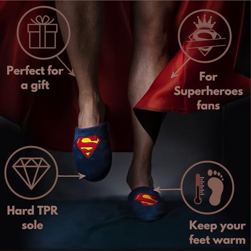 soxo DC Comics The Batman Superman Zapatillas Casa Hombre Invierno Divertidas Pantuflas 43/44 Zapatillas Superman