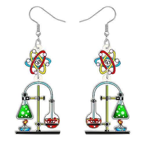 NEWEI Pendientes acrílicos de ciencia y química, joyería de astronomía para mujeres, regalos de biología, dije nerd (jeringa de química A), Acrílico, Sin piedra preciosa