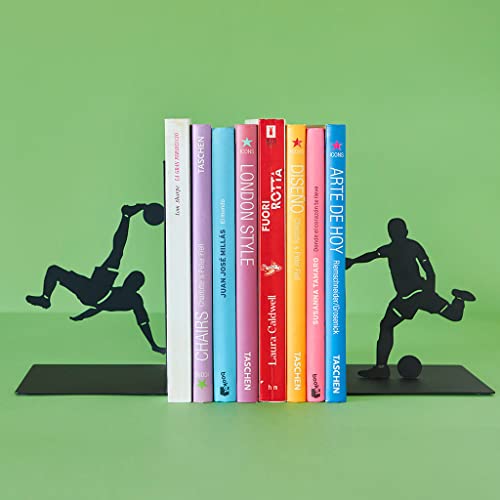 Balvi Sujetalibros Goal Kick Color Negro Soporte para Libros de estantería con Jugador de fútbol Meta