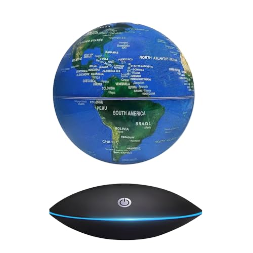 Globo Flotante de levitación magnética Mapa Mundial rotativo - Globo antigravedad para Regalo Educativo - Oficina en casa Decoración de Escritorio de Clase – (Azul EUR Enchufe)