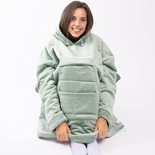 Flamingueo Batamanta - Sudadera Manta Mujer, Batamanta Hombre Invierno, Blanket, Manta Polar, Bata Mujer Invierno, Poncho Mujer Invierno (Verde)