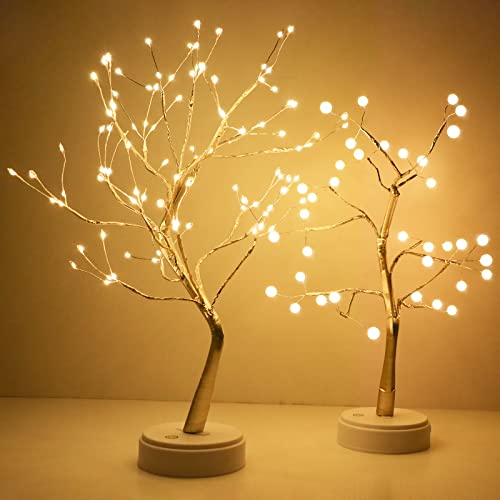 Kinamy Arbol LED Decorativo, Lámpara de Mesita de Decoración con 108 Luces, Alambre de Cobre Ajustable, Decoración del Hogar, Navidad, Crea un Ambiente Romántico y Cálido