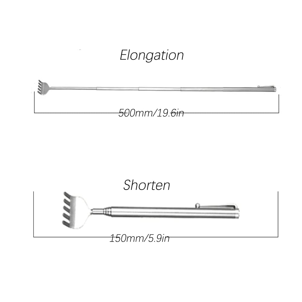 Rascador Trasero, Rascadorde Espalda Telescópico de Acero Inoxidable, Portátil Espalda Rascador, para Elimina Picazón De Espalda Herramienta De Masaje Corporal, para de Cabeza y Otros Cosquillas