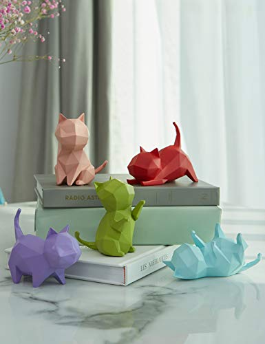 Amoy-Art 5pcs Figura Escultura Gato Decorativa Estatua Resina Animale Regalo