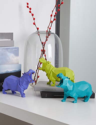 Amoy-Art Decorativa Escultura Hippo Figura Estatua Resina Regalo Púrpura 18cm