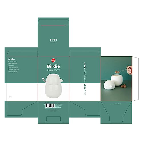 Balvi Azucarero Birdie Color Blanco Recipiente para Azúcar en Forma de Pájaro Porcelana/Metal