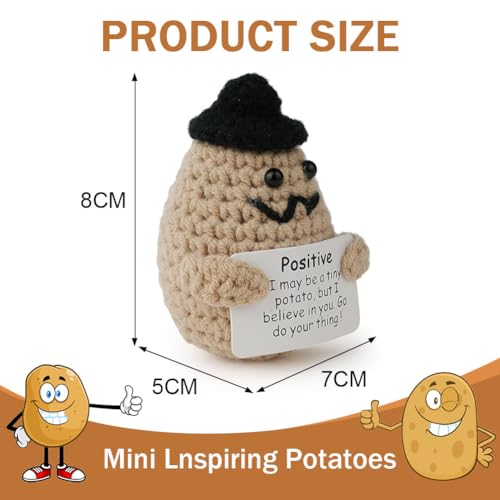 Aolso Mini Patata Positiva Divertida Muñeca，Juguetes de Papa Peluche muñeca，Patata Positiva de Punto Lindo，Pocket Hug Mini Peluche de Tejer de Punto Linda Creativo para Niños Adultos-Grande