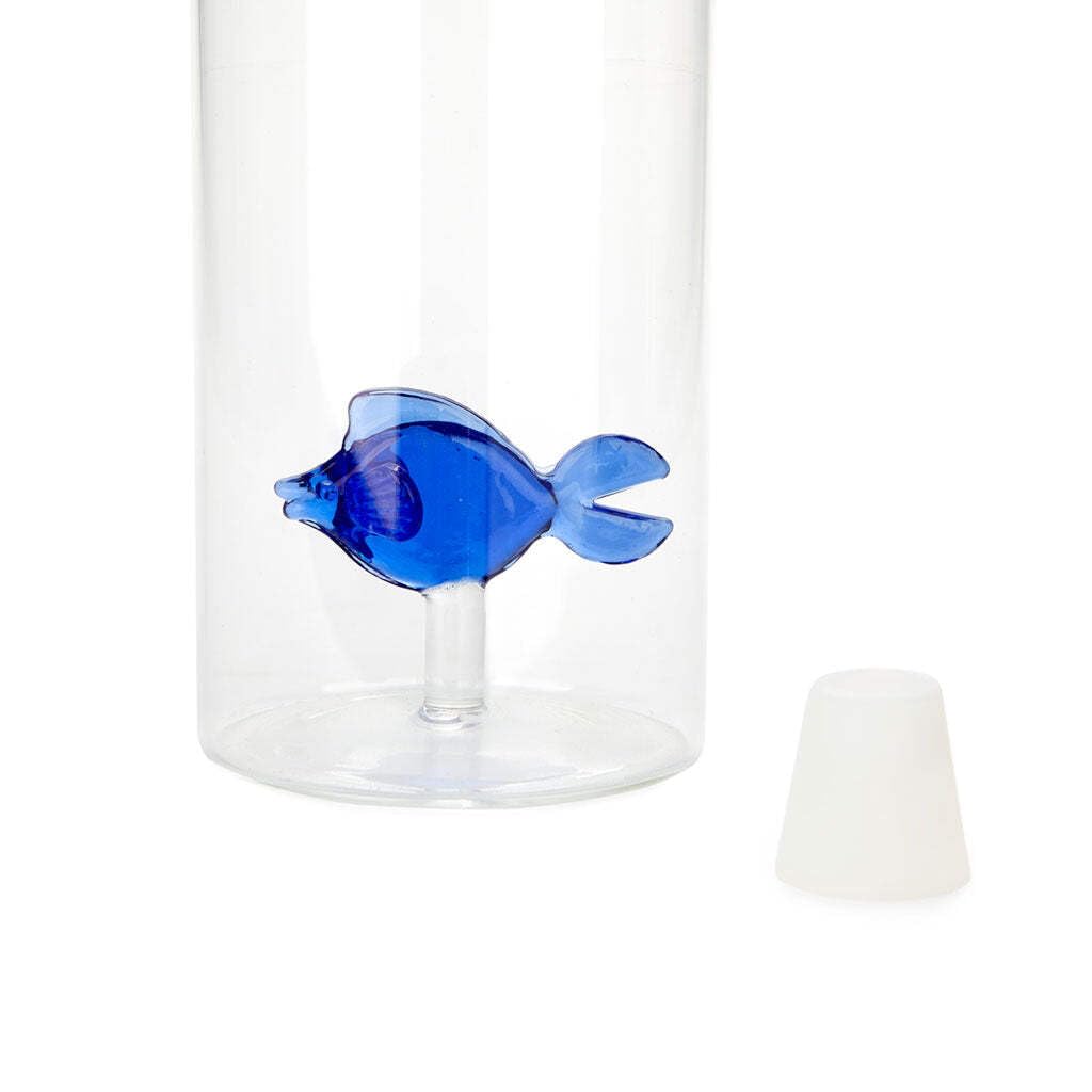 Balvi Botella Atlantis Blue Fish con Figura en Forma de pez Azul de Vidrio en el Interior Borosilicat