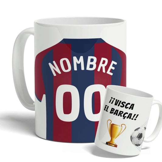 Taza Personalizada Fútbol | Tazas de Desayuno Barcelona | Regalo Original para Aficionados del Futbol | Cosas de futbol para Niños | Regalos Mundial Futbolistas | Balón de fútbol