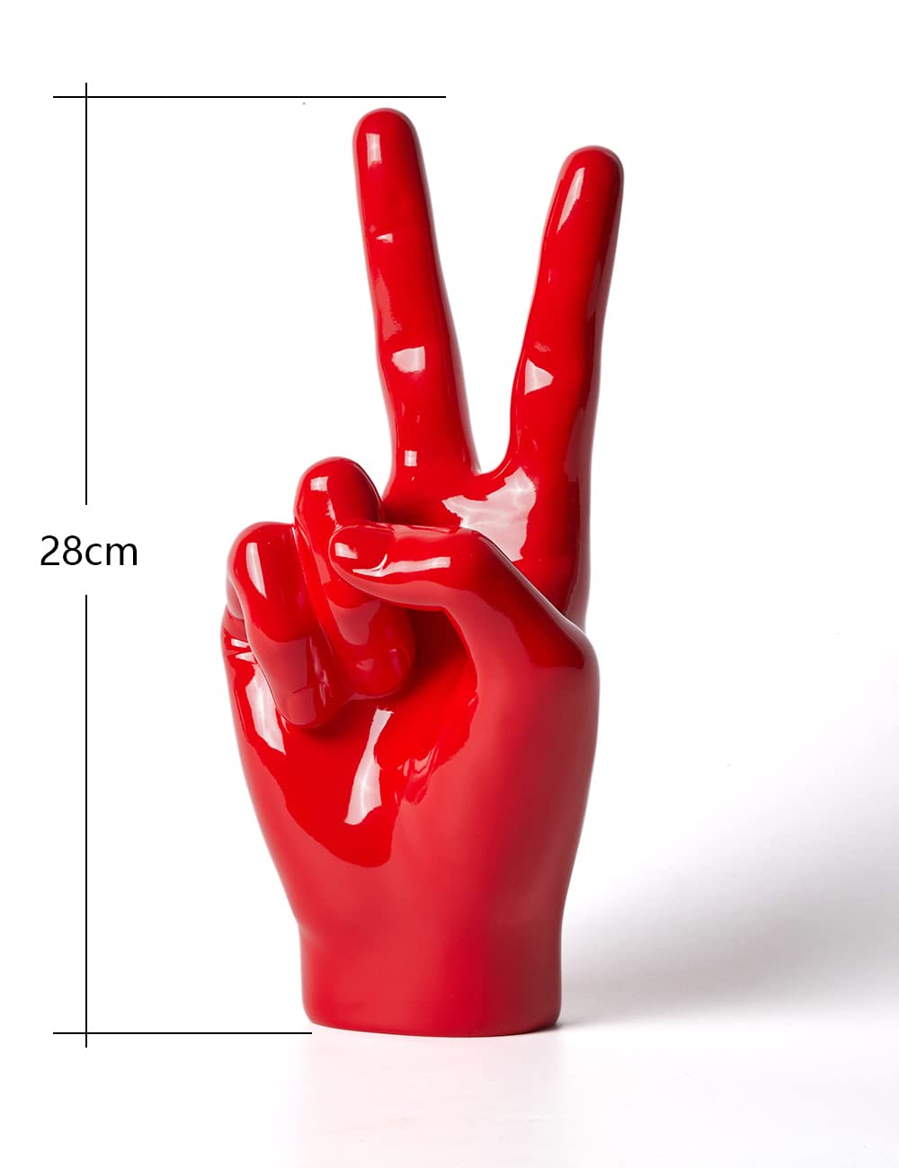 NENBOLEC Escultura de Mano Dedo Decorativa Figura Resina Estatua Salon Regalo Rojo 28cm