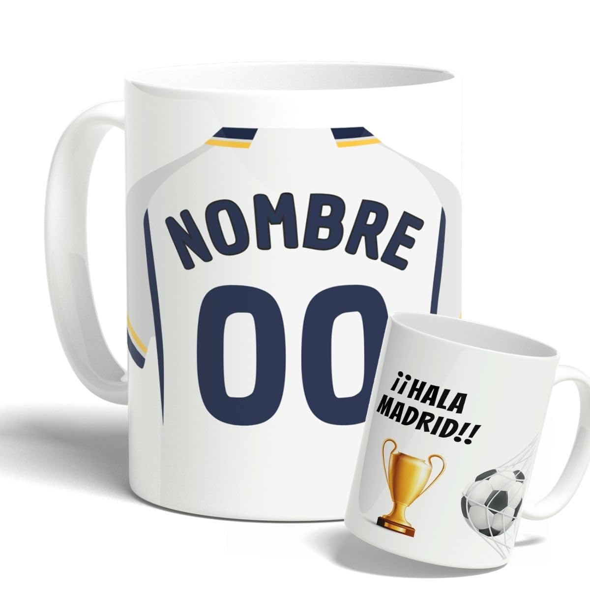 Taza Personalizada Fútbol | Tazas de Desayuno Real Madrid | Regalo Original para Aficionados del Futbol | Cosas de futbol para Niños | Regalos Mundial Futbolistas (Real Madrid)