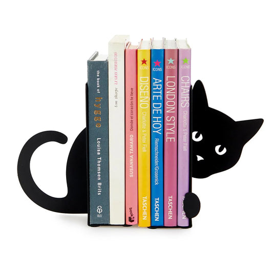 Balvi Sujetalibros Hidden Cat Color Negro Soporte para Libros de Estantería en Forma de Gato 2 Unidad