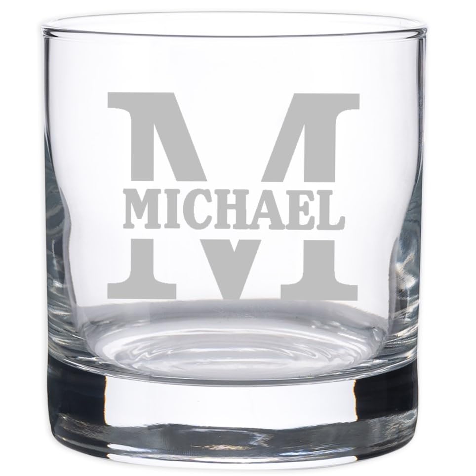 Wanapix | Vaso de Whisky Personalizado con Nombre | Vaso Cristal Grabado | Regalo Dia de la Madre | 38 cl | Apto para Lavavajillas | Initials