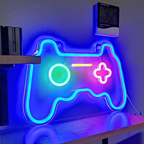 SOLIDEE Neon Gamepad Neón LED Regulable por USB Neon Gamer Decoración de la Habitación Luces de Neón Pared para el Dormitorio de Juegos Bar Adolescentes Niños Regalo Decoración de Fiesta (azul)