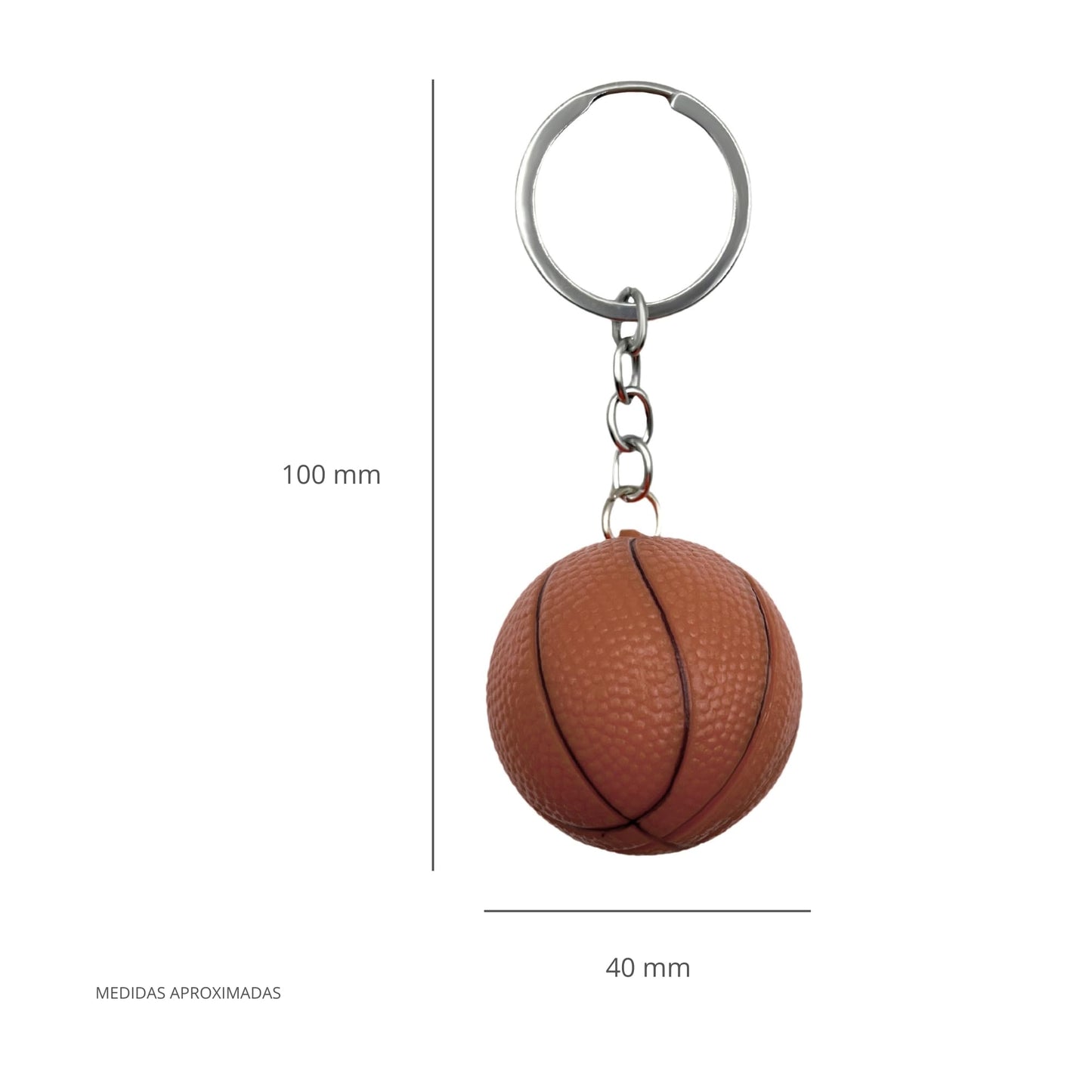 AUTOZOCO Llavero Baloncesto, Llavero basket, Llavero pelota Baloncesto, Llavero pelota Baloncesto, Llavero pelota, Material Plástico, Diámetro de la pelota 4 cm, Color Marrón