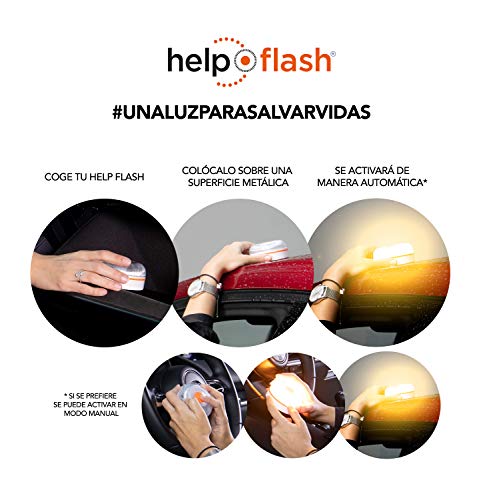 Help Flash - Luz de Emergencia - Señal V16 para Coche Homologada DGT - Help Flash V.2 - Señalización Inmediata en Caso de Emergencia - Dispositivo V16 Visible a 1Km - Activación Automática y Manual