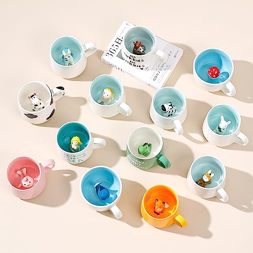 Bonita taza de café, tazas de cerámica de té de leche de hongos kawaii, taza de mañana de animales 3D, regalos de cumpleaños para mujeres, ella, hombres, mamá, niñas, chocolate caliente, bebida,