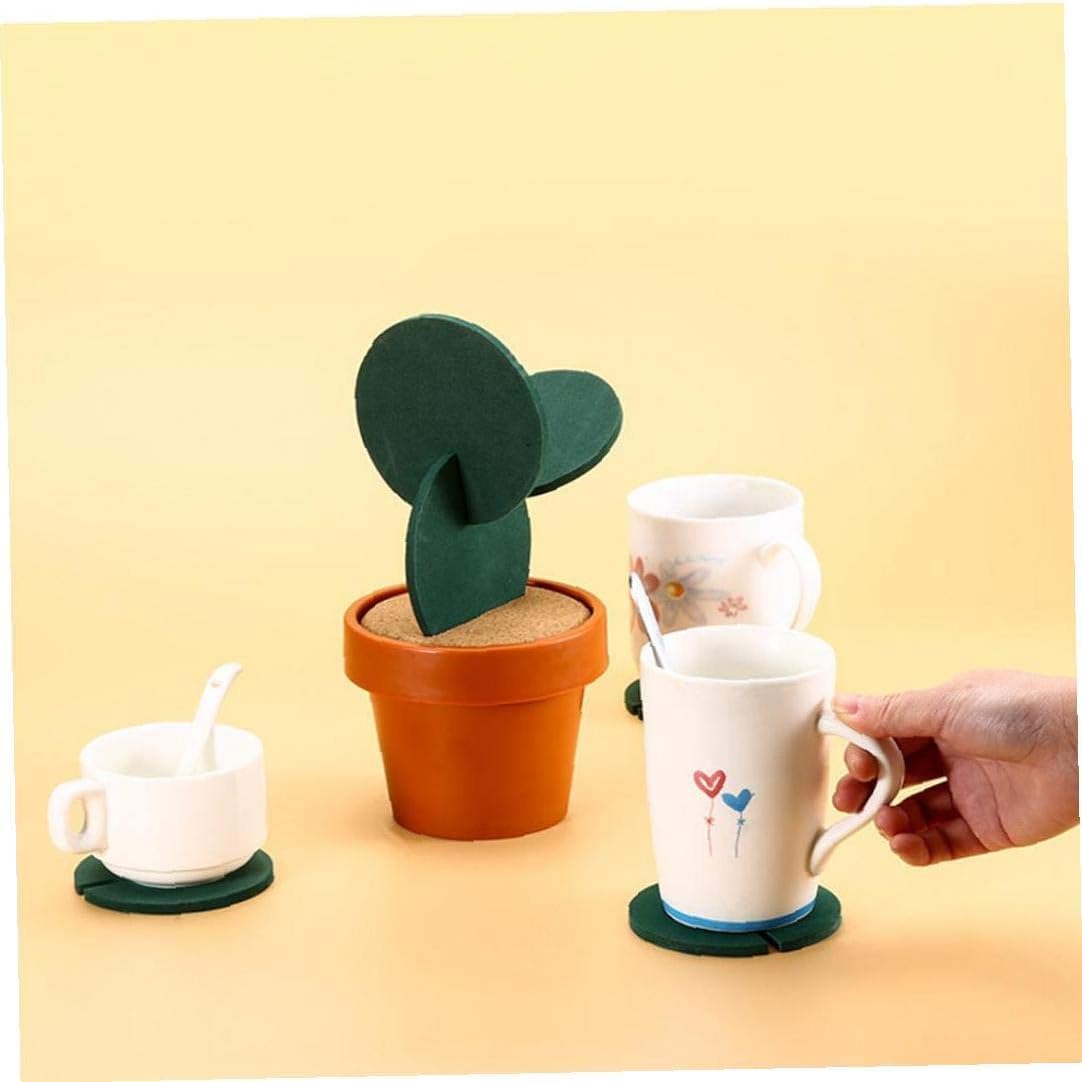 Ouitble Juego Posavasos Cactus, Alfombrilla para Taza De Cerveza Posavasos De Cactus DIY con Soporte De Aislamiento Térmico Posavasos para Decoración del Hogar y la Oficina