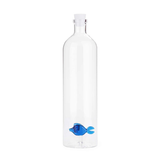 Balvi Botella Atlantis Blue Fish con Figura en Forma de pez Azul de Vidrio en el Interior Borosilicat