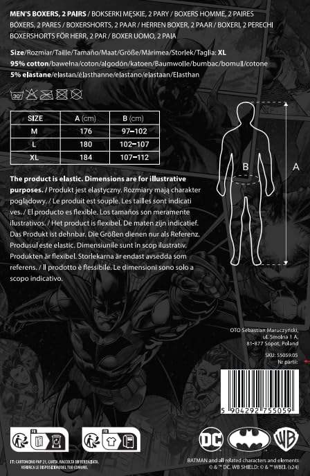 DC Comics The Batman Calzoncillos Hombre Boxer Algodon Boxers Regalos Originales 2 Pares Batman 2 L