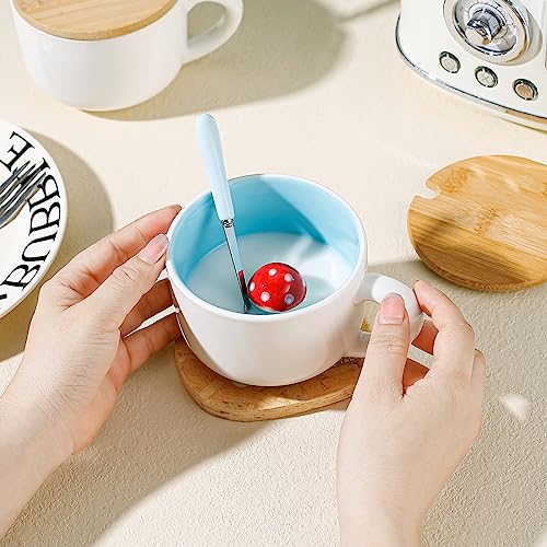 Bonita taza de café, tazas de cerámica de té de leche de hongos kawaii, taza de mañana de animales 3D, regalos de cumpleaños para mujeres, ella, hombres, mamá, niñas, chocolate caliente, bebida,