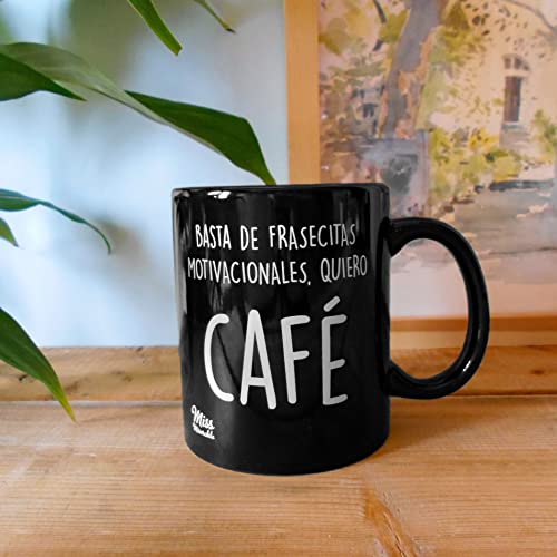 Miss MIserable - taza de café de cerámica con mensaje Basta de frasecitas motivacionales