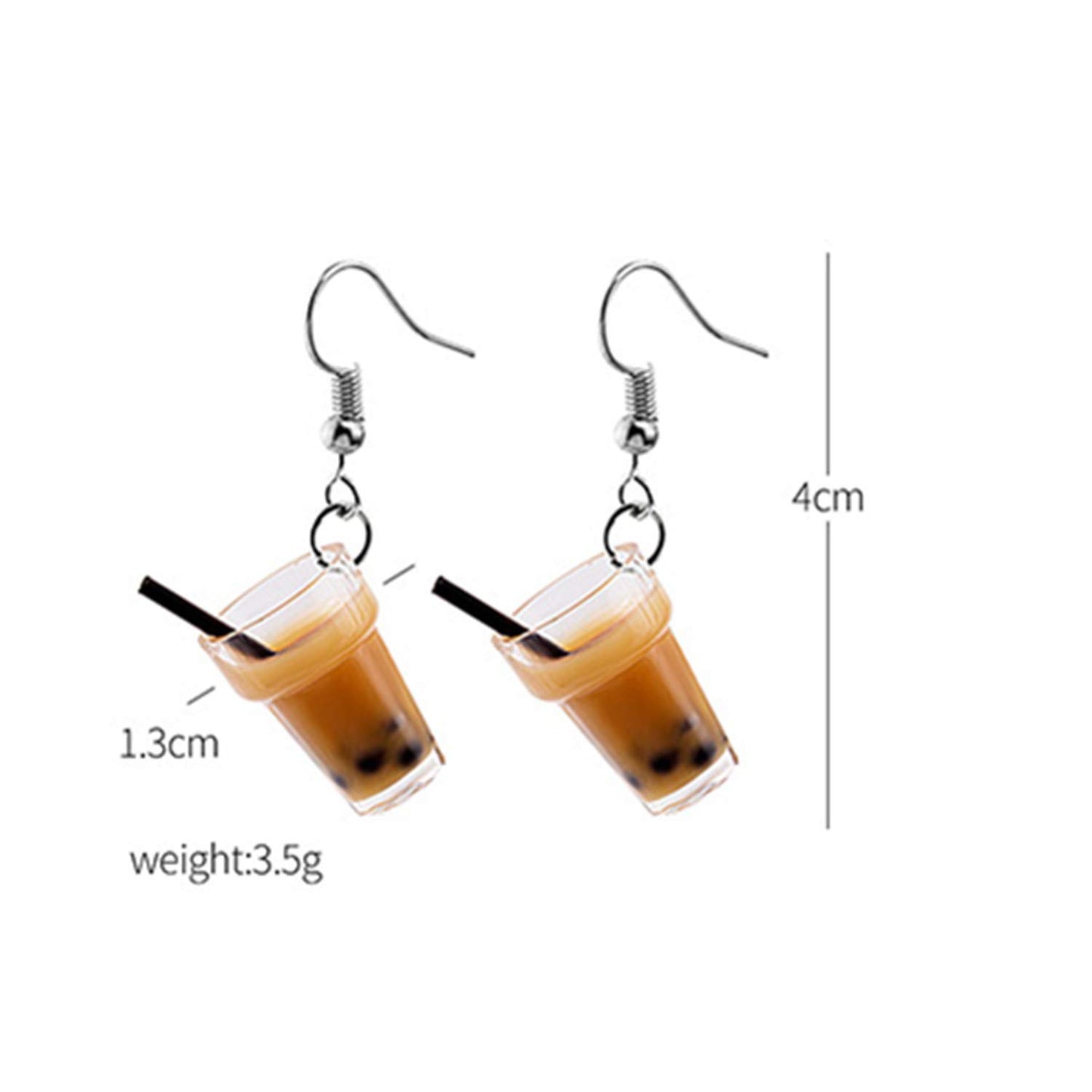 Set 4 pares Pendientes Bubble Tea – Té de Burbujas divertido