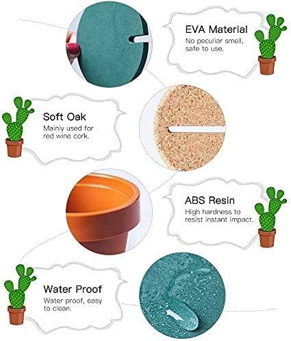 Ouitble Juego Posavasos Cactus, Alfombrilla para Taza De Cerveza Posavasos De Cactus DIY con Soporte De Aislamiento Térmico Posavasos para Decoración del Hogar y la Oficina