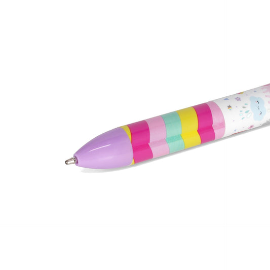 Legami - Bolígrafo Click&Clack Bicolor, Tinta Violeta y Rosa, Bolígrafo Click&Clack, Ideal para la Escuela Oficina Casa, Bicolor, 1 mm de diámetro de punta, Tema Unicorn