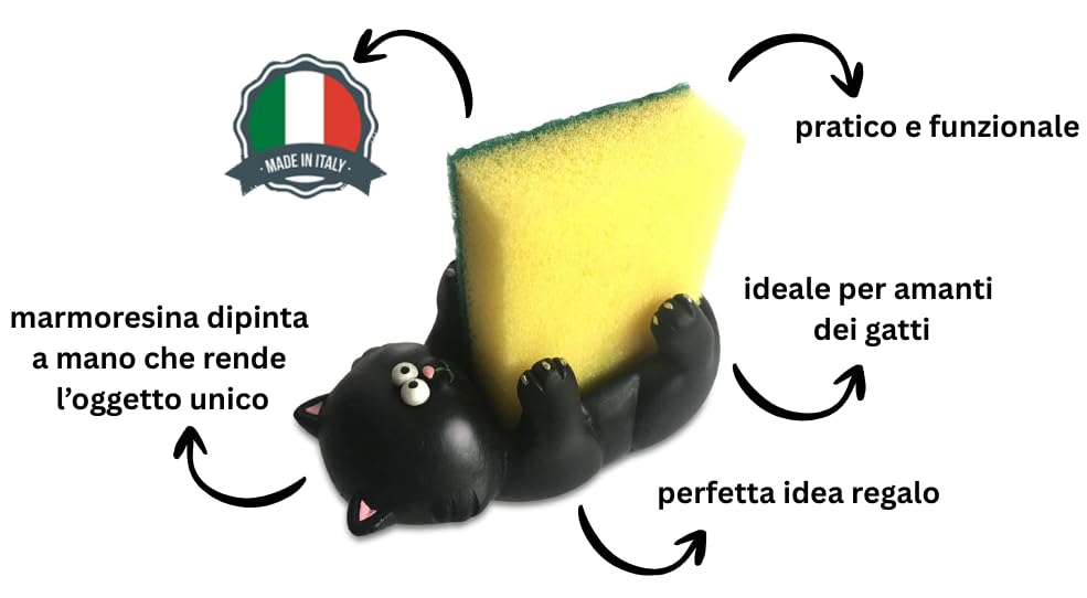 Soporte Esponja Gato Negro – Tu Estropajo Siempre a Mano y Vigilado