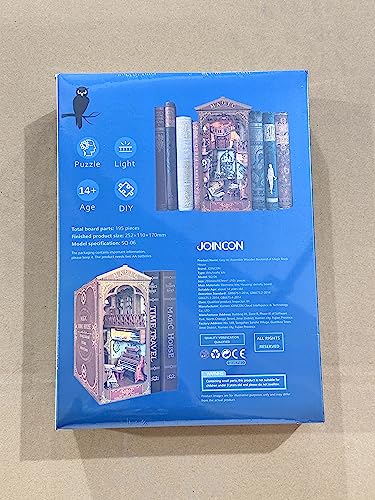 Cuteefun Book Nook Kit, Kit de Casa de Muñecas en Miniatura de Madera con LED, Decoración de Inserción de Estantería de DIY, Kit de Manualidades para Adultos (Librería Mágica)